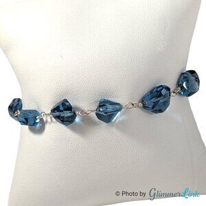 Sterling Silver Blue Quartz Bracelet With Detachable Extender